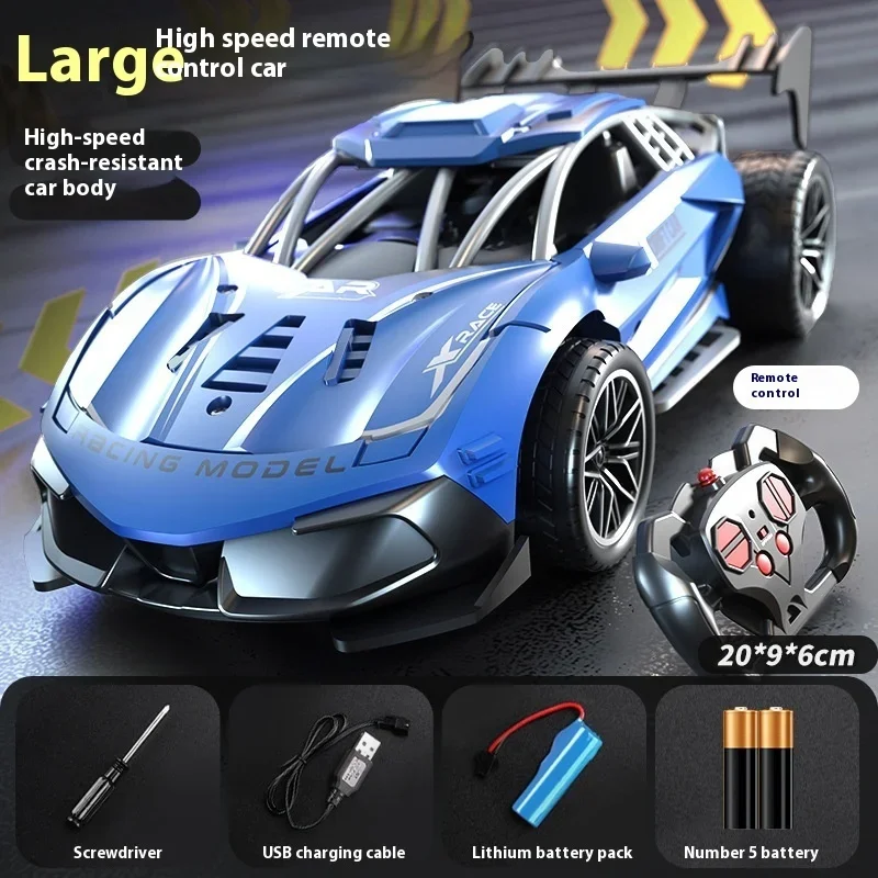 Rc profissional de corrida infantil, controle remoto, carregamento de quatro vias, spray dinâmico, simulação de carro esportivo, modelo de carro de brinquedo para meninos