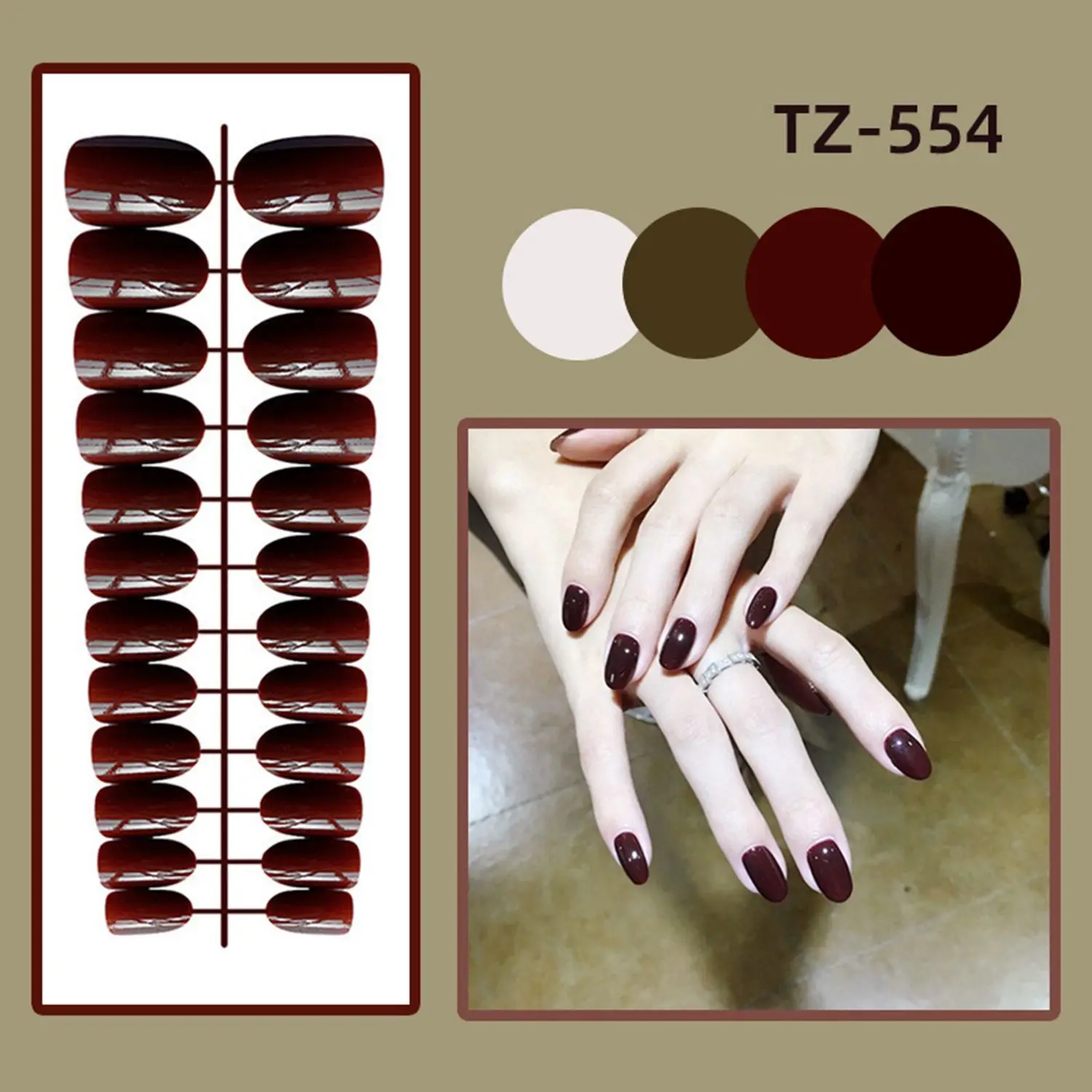 24 Pcs/Bag Short Round Head False Nails Jelly Color Wearable Fake Nails Full Cover Nail Tips Press On Nails With Press Glue