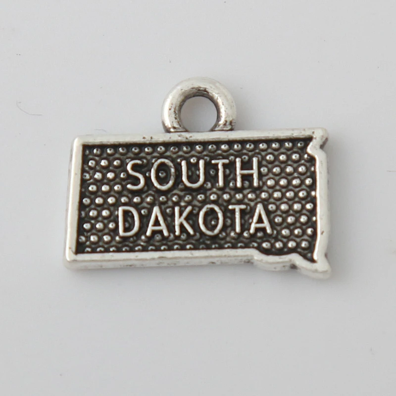 RAINXTAR Fashion Vintage Alloy South Dakota State Map Charms 11*16mm 50pcs AAC803