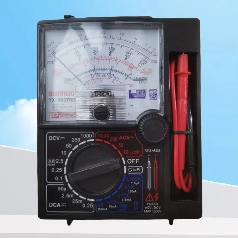 Pengukur Tegangan Arus Rentang 1000V dengan Alarm Buzzer Desain Mekanis Ammeter Tampilan Jarum Analog Pengukuran Analog Voltmeter DC