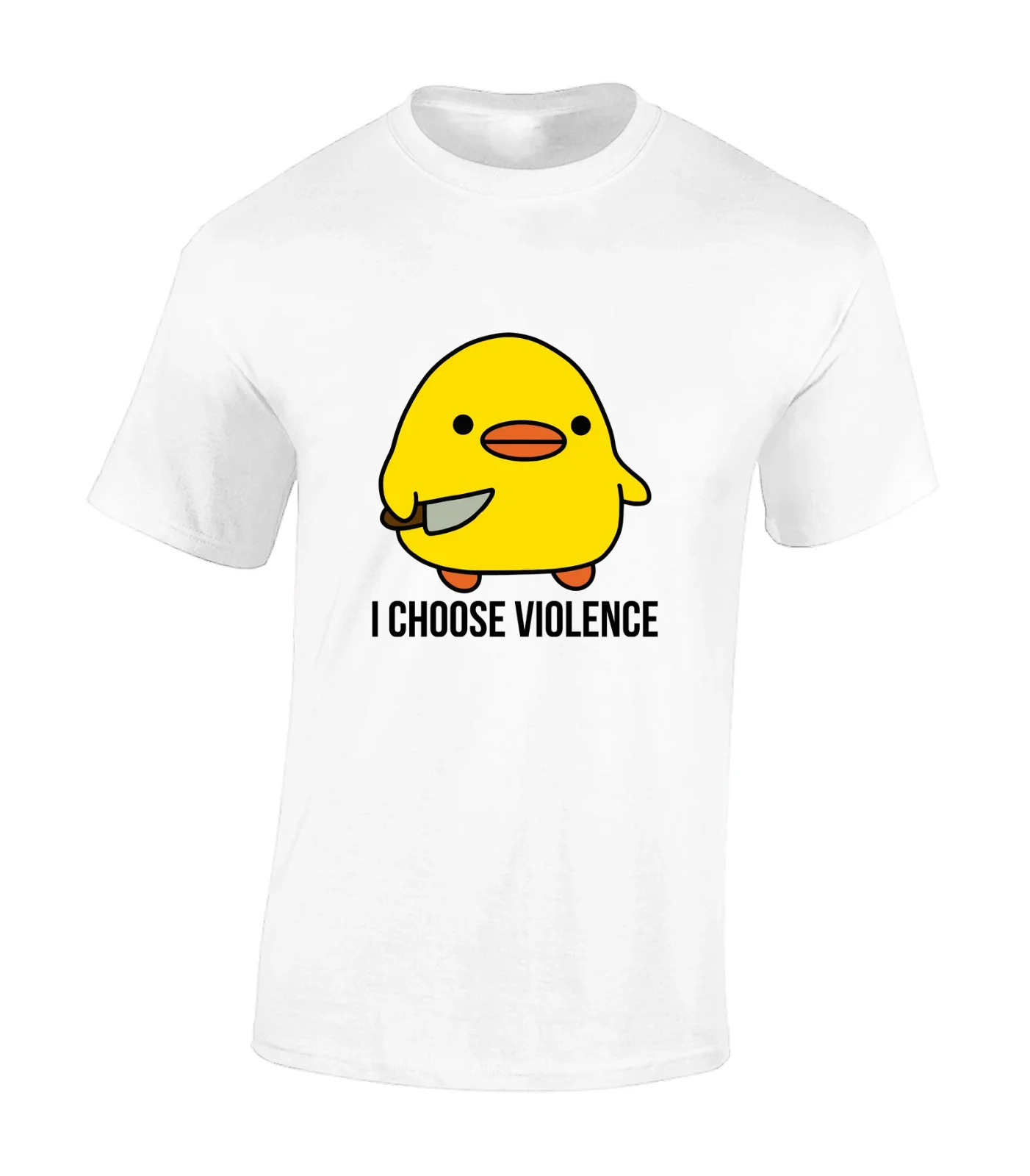 DUCK I CHOOSE VIOLENCE Man Tshirt FUNNY JOKE MEME Face DESIGN COOL Tops Woman Summer Printed T-shirt Ropa Hombre