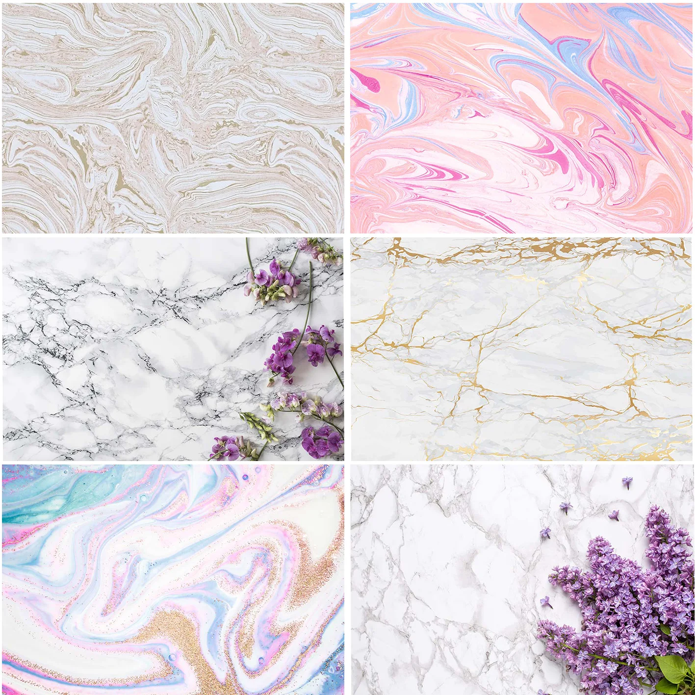 

Marble Texture Flowers Happy Birthday Party Photography Backdrops Photographic Decoration Backgrounds For Photo Studio Props