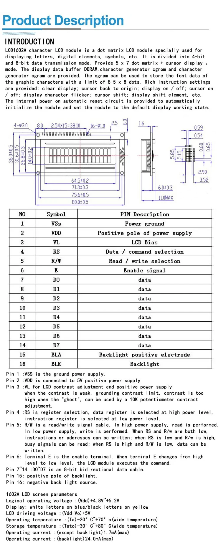 Snvi LCD1602 1602A LCD-Anzeigemodul 16x2 Zeichen Blau Gelb Grün Grau Bildschirm PCF8574 I2C IIC-Schnittstelle 5V für Arduino – Detail 3