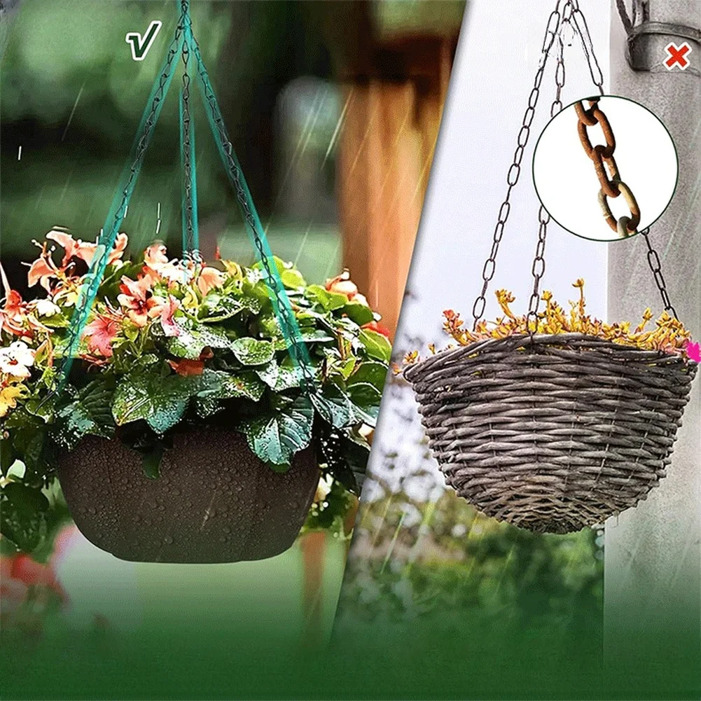 Hanging Planters With Rust-Proof Chains, 10/12 Inch Fabric Pots For Indoor & Outdoor  For Balcony & Garden Plants