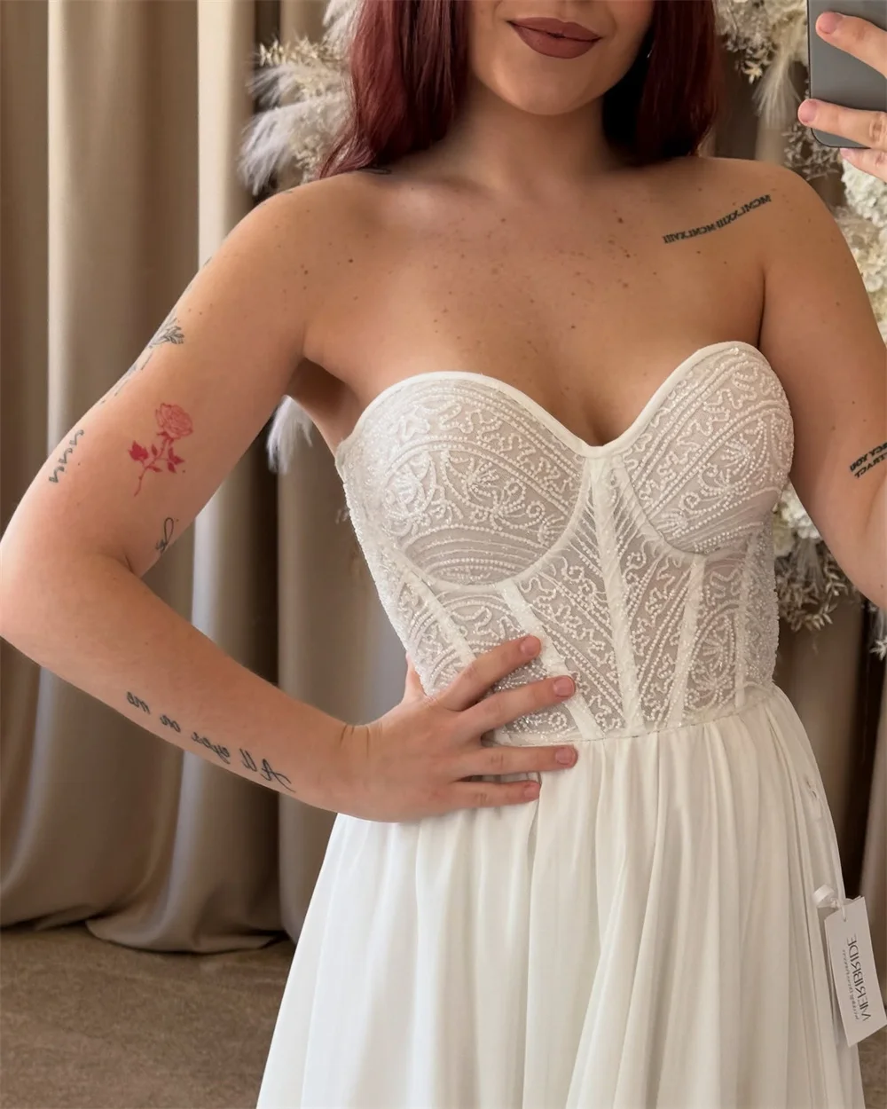 Kyoto personnalisé ivoire perlé bretelles robe de mariée côté fendu balayage Train vestidos de novia a-ligne à lacets robe de soirée 2025