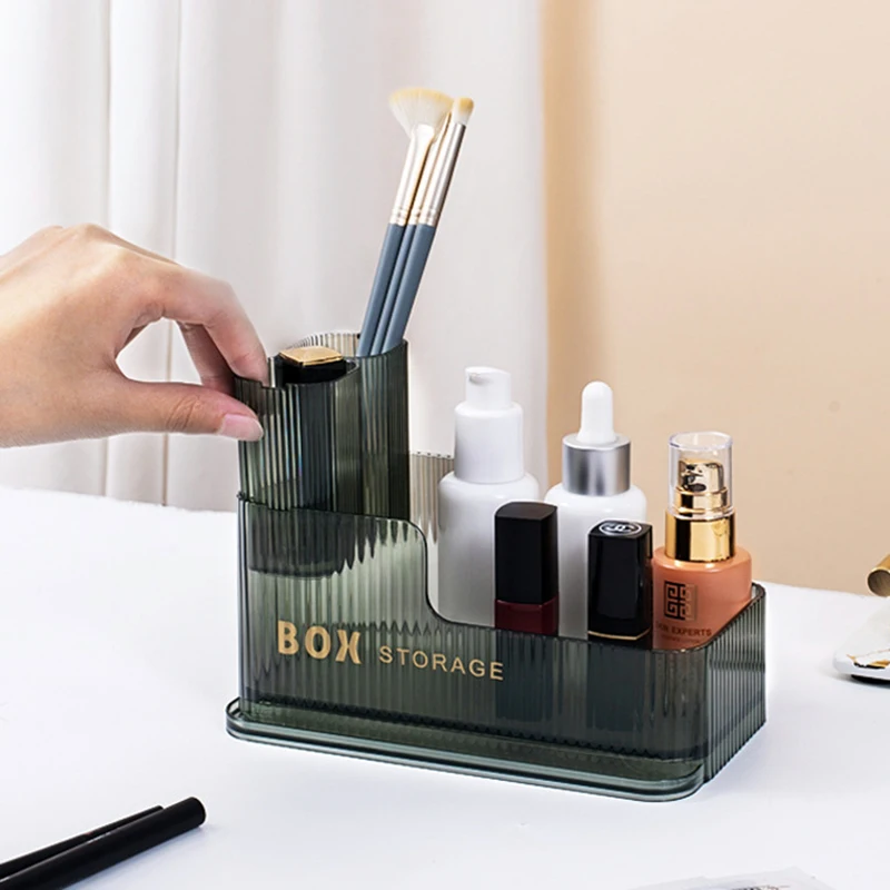 

Bathroom Shelf Transparent Cosmetic Storage Desktop Organization Separate Space Large Capacity Storage Box Makeup Container