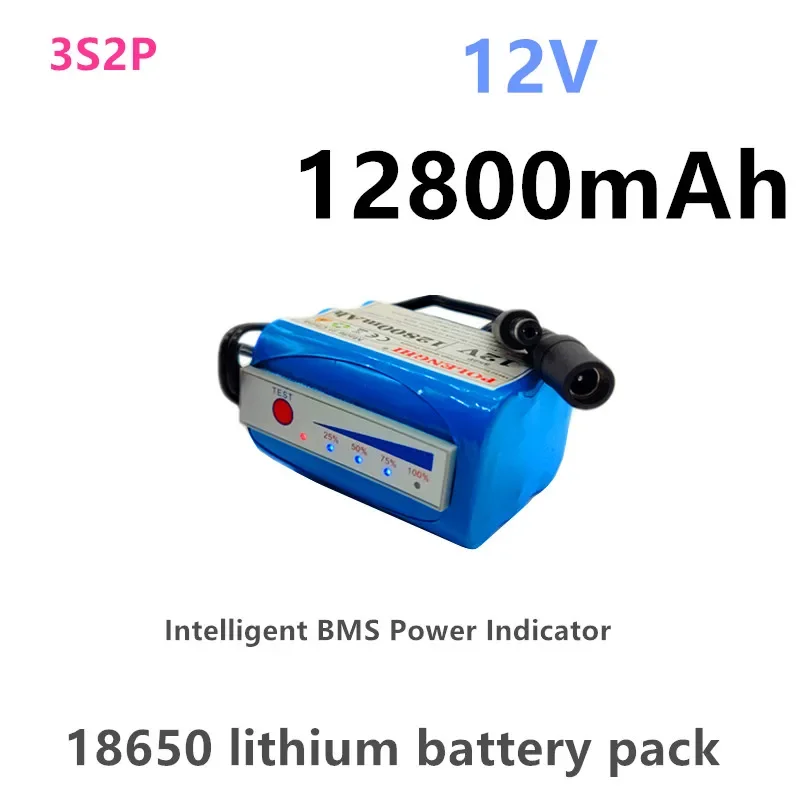 

Литий-ионный аккумулятор BMS 12,6 В, 12800 мАч, 3S2P 18650 с индикатором питания