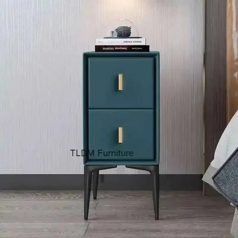 table cabinet side modern Nordic bedroom solid light ultra-narrow minimalist leather home luxury bedside wood small shelf