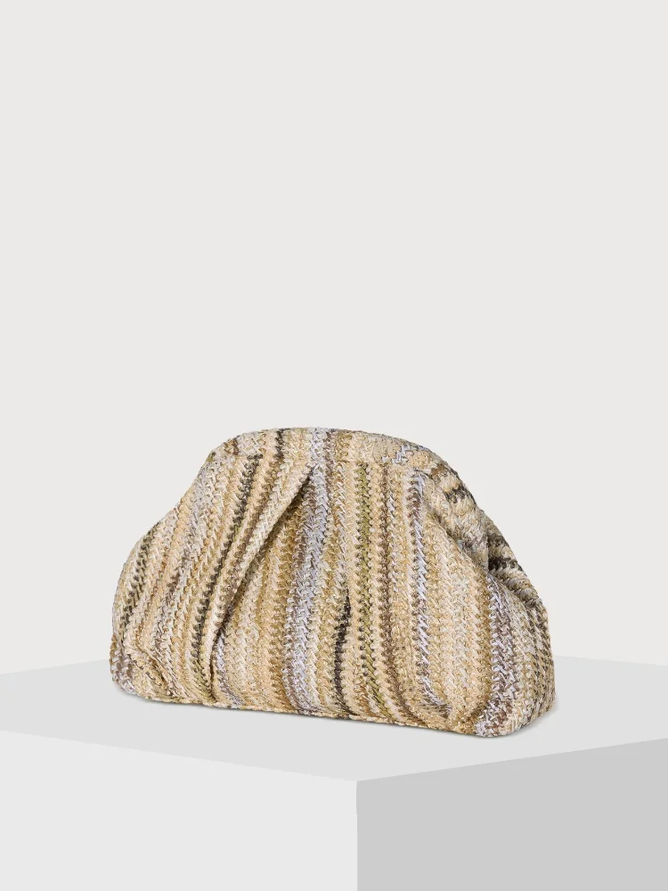 2025 Ruched بريق حجر الراين مخلب حقائب للنساء المألوف حقائب كتف ملونة القش الحياكة أكياس الزفاف محفظة مخلب