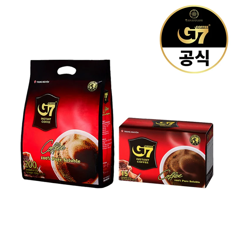 G7Coffee Pure Black 2g X 200Pcs + 15Pcs (Total 215Pcs) / Black Instant Coffee Americano 썸네일 4