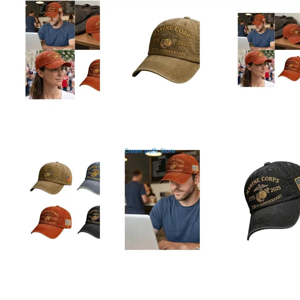 50LE Embroidery Baseball Cap Marking 250 Years of Marine Corps Comfortable Cotton Baseball Hat for Various Occasion Wear