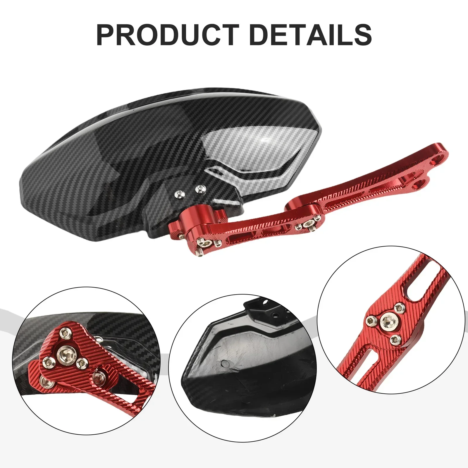 Motorcycle Adjustable Imitation Carbon Fiber Aluminium Alloy Rear Wheel Fender Mudguard Universal Extend Extender Accessories