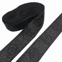 1 Yards Black Fabric Ribbon Lace Trims Clothing Decorative Embroidered