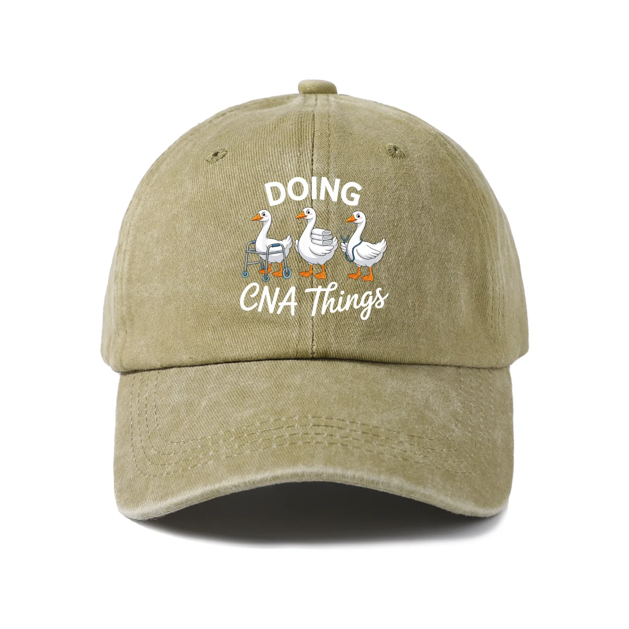 Vintage Washed Doing CNA Things Goose Graphic Baseball Cap, Adjustable Unisex Dad Hat, Nursing Assistant Gift