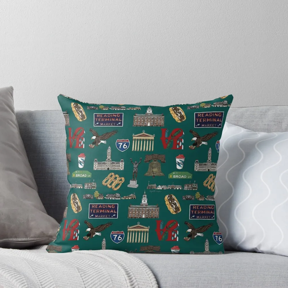 

Philly Pattern - Dark Green Throw Pillow Pillow Decor Cushions Home Decor Cushions For Decorative Sofa pillow