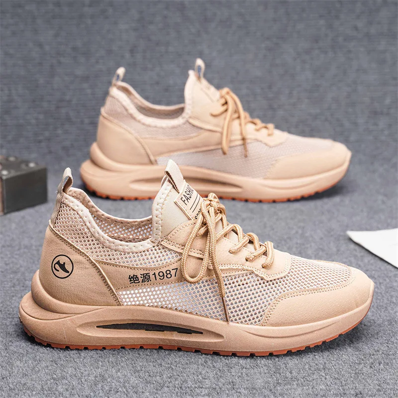 Men's Sneakers Summer Mesh Breathable Casual Shoes Trendy Lace-up Soft-soled Running Shoes for Men 2025 Luxury New Tennis Shoes