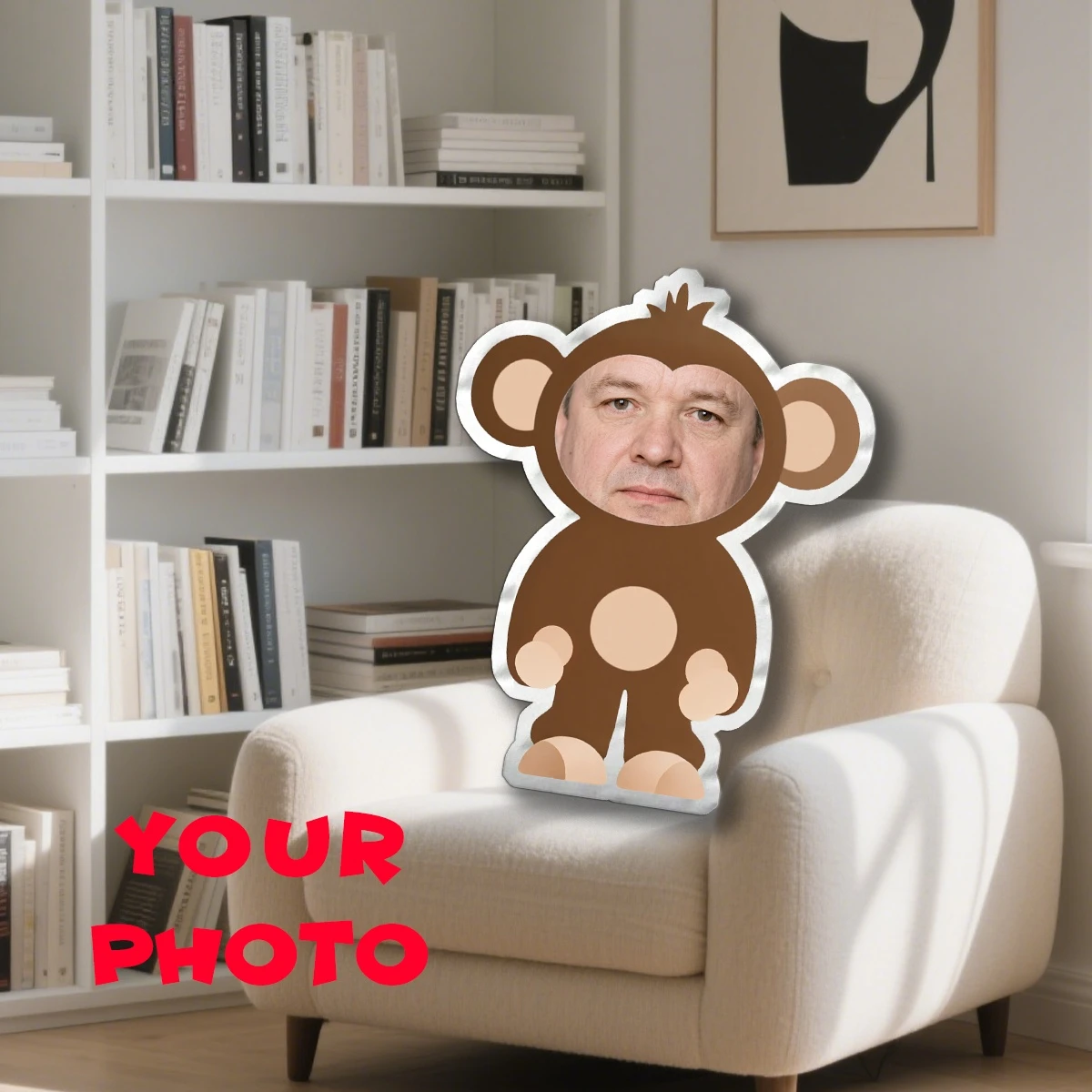Custom Face Monkey Doll Pillow Double Sided Print Personalized Photo Plush Cushion Upload Image Custom Stuffed Gift