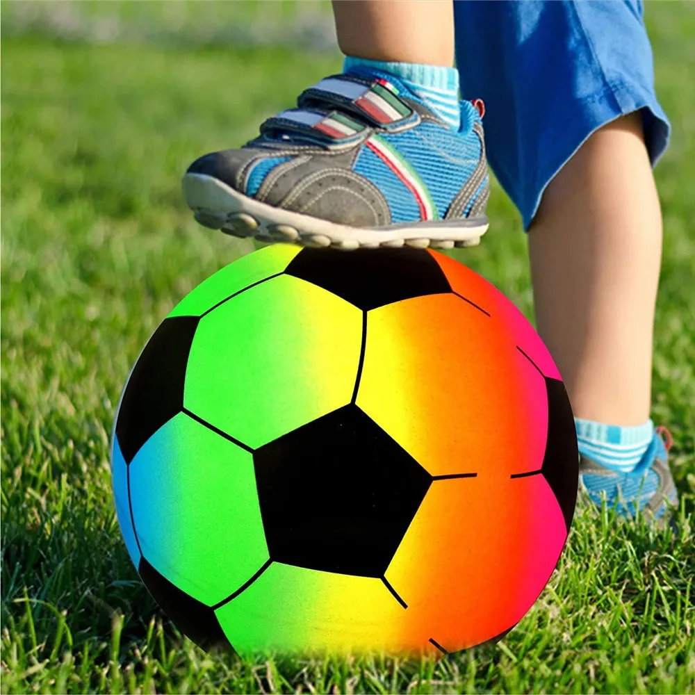 Volleyball Children's  Inflatable Soccer Ball Beach Rainbow Balls Inflatable Football  PVC Playthings Rainbow Football