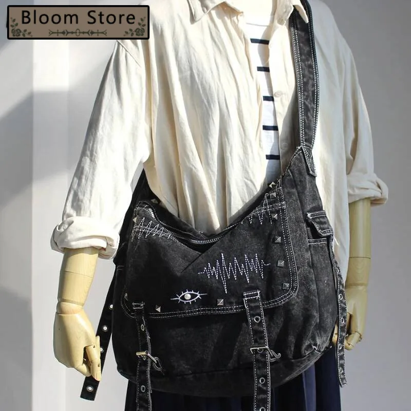 

Y2k Aesthetic Trendy Grunge Denim Bag High-Capacity Vintage All Match Women's Handbags Korean New Casual Shoulder Crossbody Bags