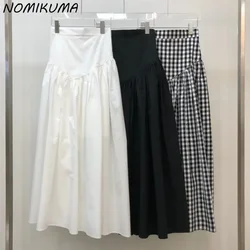 Nomikuma Korean Summer Elegant High Waist Woman Skirts Fashion Patchwork Causal A-line Skirt Faldas Mujer Moda 2023 New Bottoms