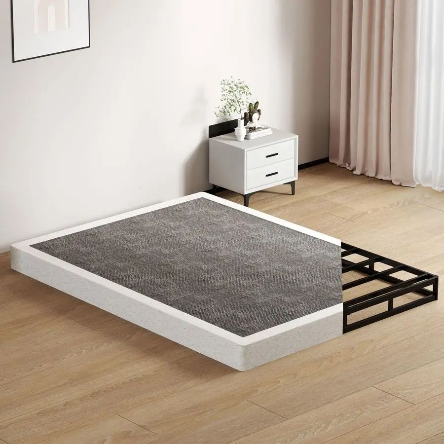 

Size Box Springs 5 Inch Low Profile Mattress Foundation No Noise Heavy Duty Metal Basics Bed Base with Clean Fabric Cover, Easy