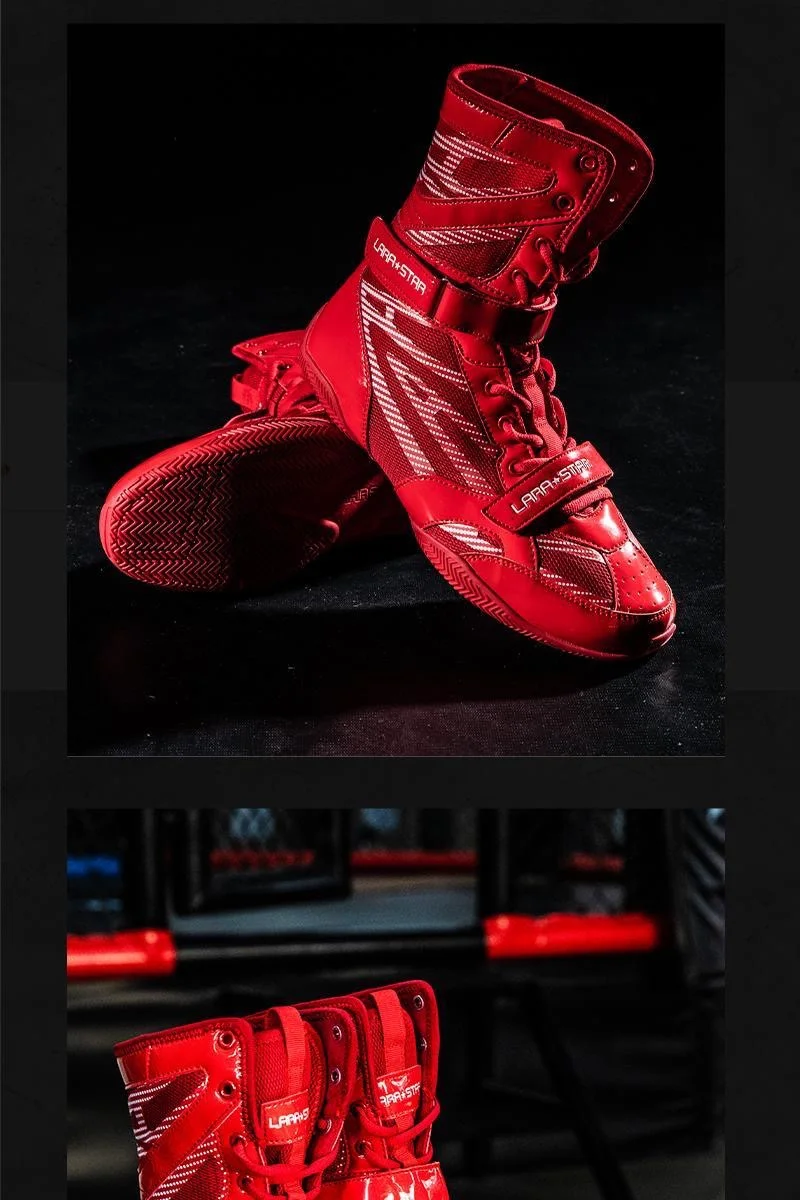 Boxing Shoes Grip Turning Wear-resistant Mid-calf Training and Competition Professional and Weightlifting Shoes