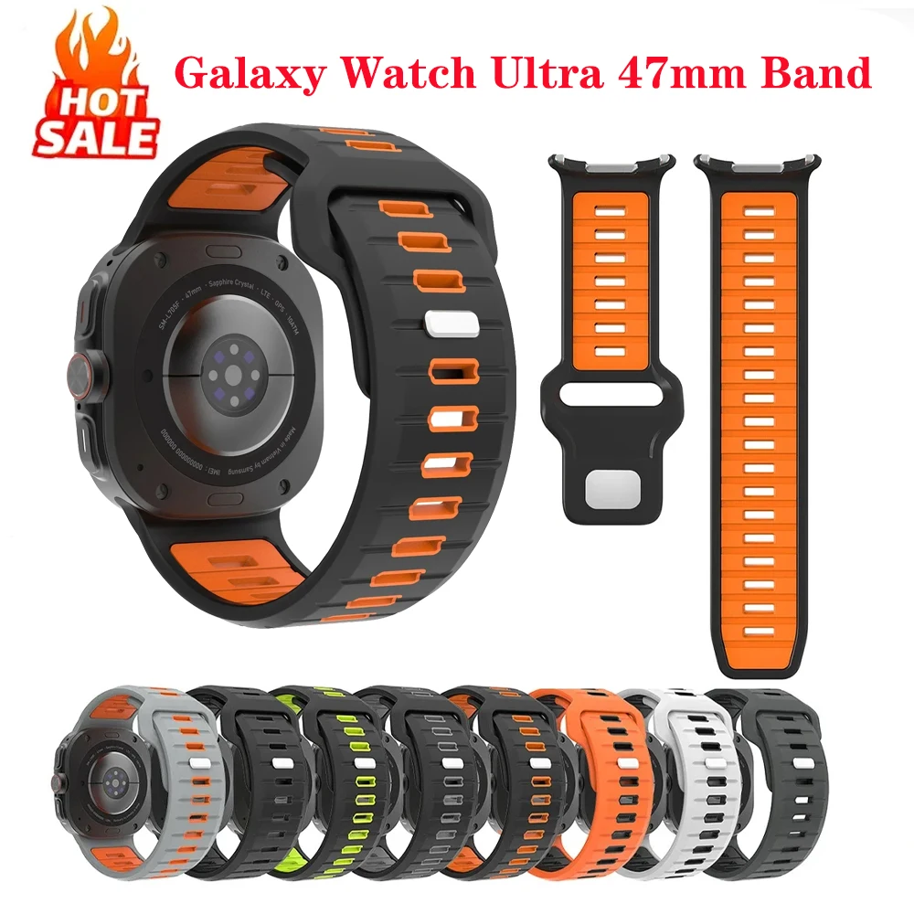 Silicone Strap for Samsung Galaxy Watch Ultra 47mm Band Sport Bracelet Correas for Galaxy Watch 7 Ultra No Gaps Soft Watchband