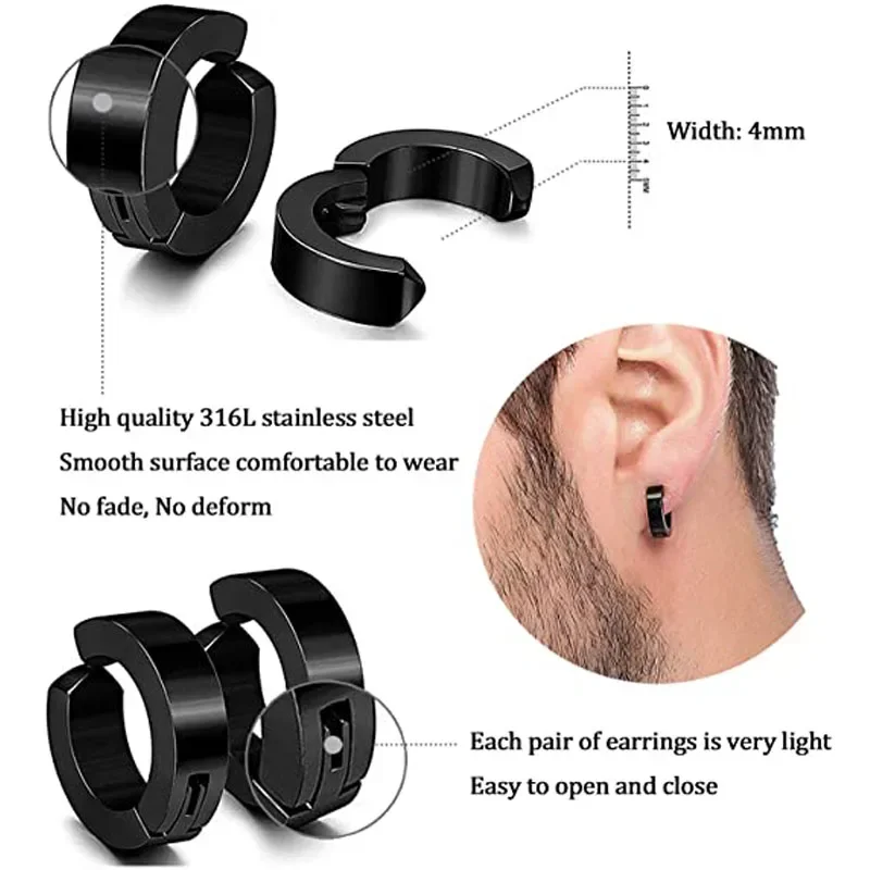 1 Pairs Magnetic Ear Clip Set Men and Women Stainless Steel Ring Cross Non-Perforated Fake Gauge Earrings  Jewelry Gift