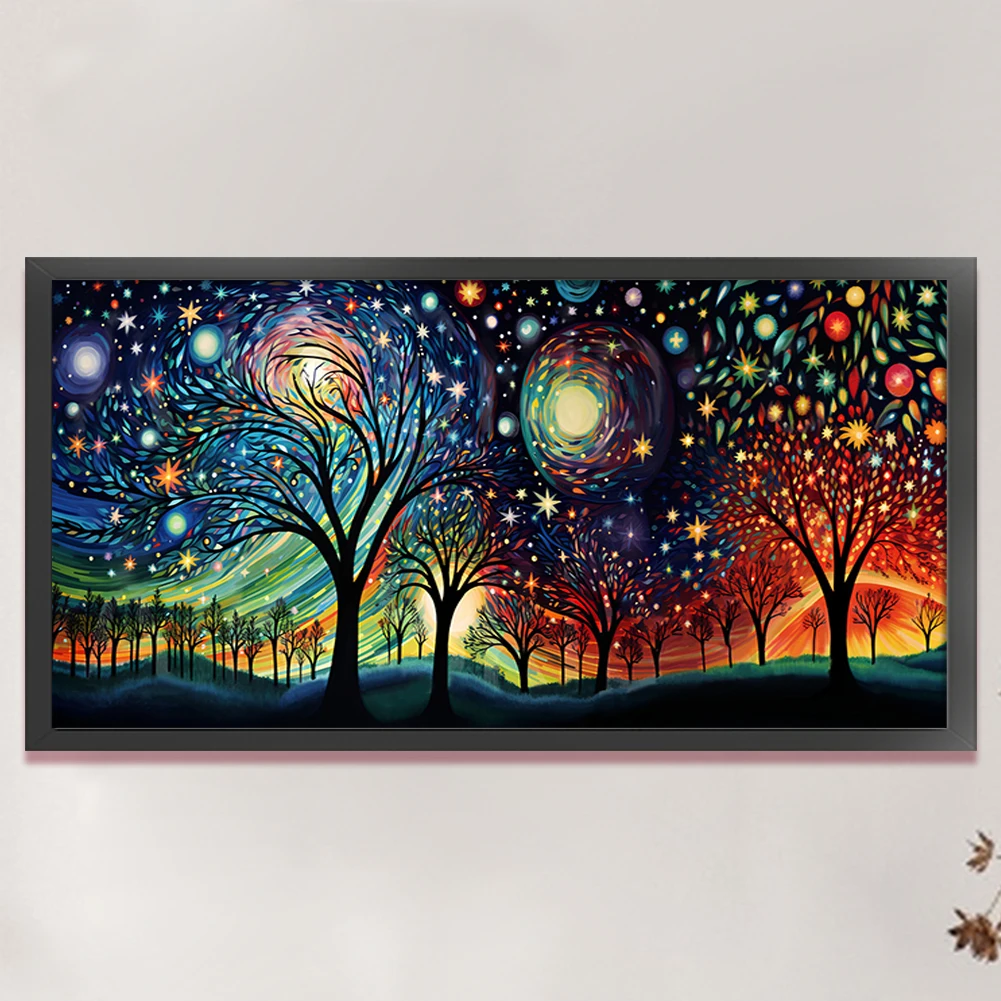 

Full Embroidery cotton Thread 11CT Starry Night Cross Stitch Kit 100x45cm