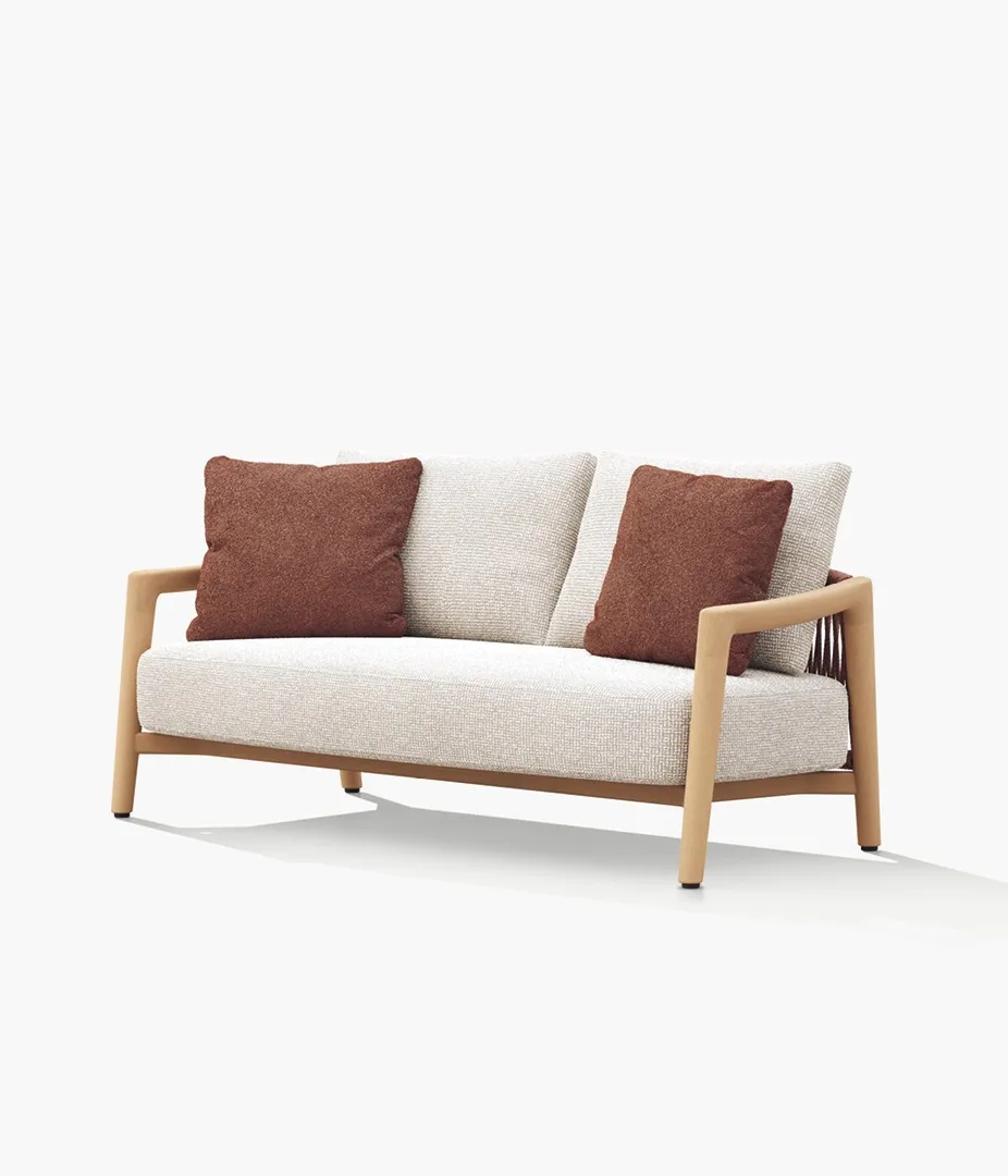 & Modern Outdoor Natural Teak Wood Sofa Hotel Garden Sofa Set Luxury Fabric Sofa Set