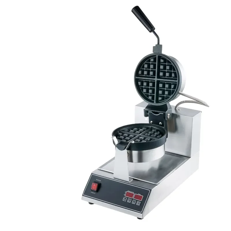 Electric Commercial Mini UFO Belgian Waffle Maker Adjustable Thermostat Interchangeable Plates 1200W Stainless Steel