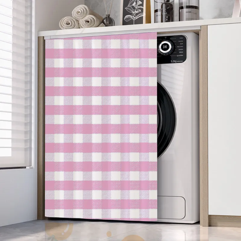 VIKAMA Fresh Gingham Cabinet Curtain No-Drill Dustproof Cover for Shoe Cabinet Kitchen Washbasin Laundry Room Home Decor