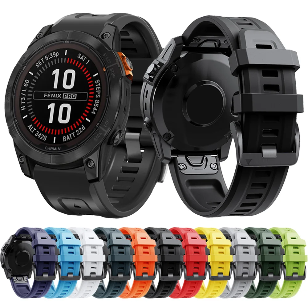 Ремешок силиконовый для наручных часов Garmin Fenix 7X 7 Pro 6 6X Pro 5 5X Plus Forerunner 965 955, 26 мм 22 мм