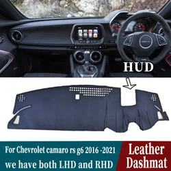 For Chevrolet Camaro Rs G6 2016 2017 2019 2020 2021 Leather Dashmat Dashboard Cover Pad Dash Mat Carpet Car-Styling Accessories