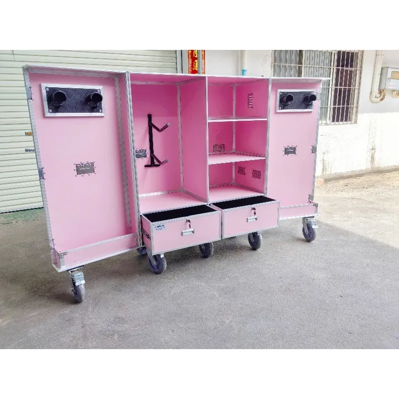 2026 Custom Pink Color Mobile Horse Riding Equipment Storage Flight Case Professional Horse Saddle Box for Animal Supplies