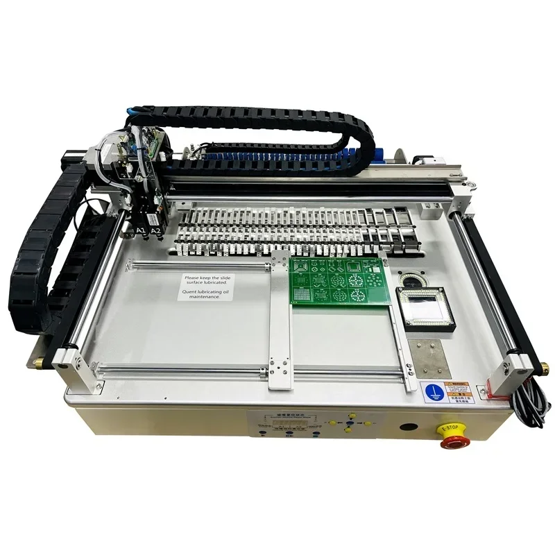 Máquina automática de picareta e colocação SMT de mesa Q1 Cabeça dupla-25 bits com LED de montagem de chip de visão completa para linha de montagem de PCB