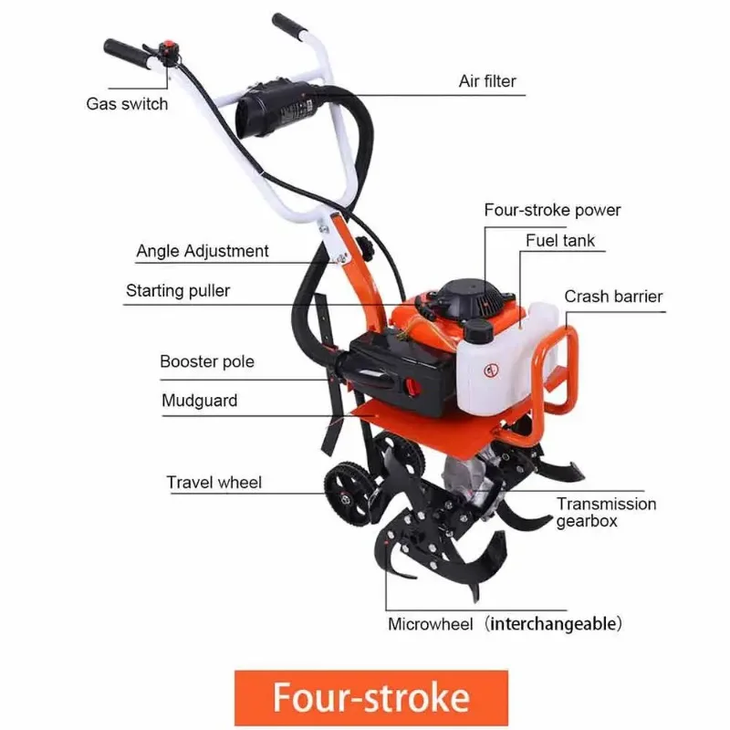 Small G-asoline Micro Cultivator G-asoline Multi-function Minitype Rotary Tiller Machinery Agricultural Garden Tools