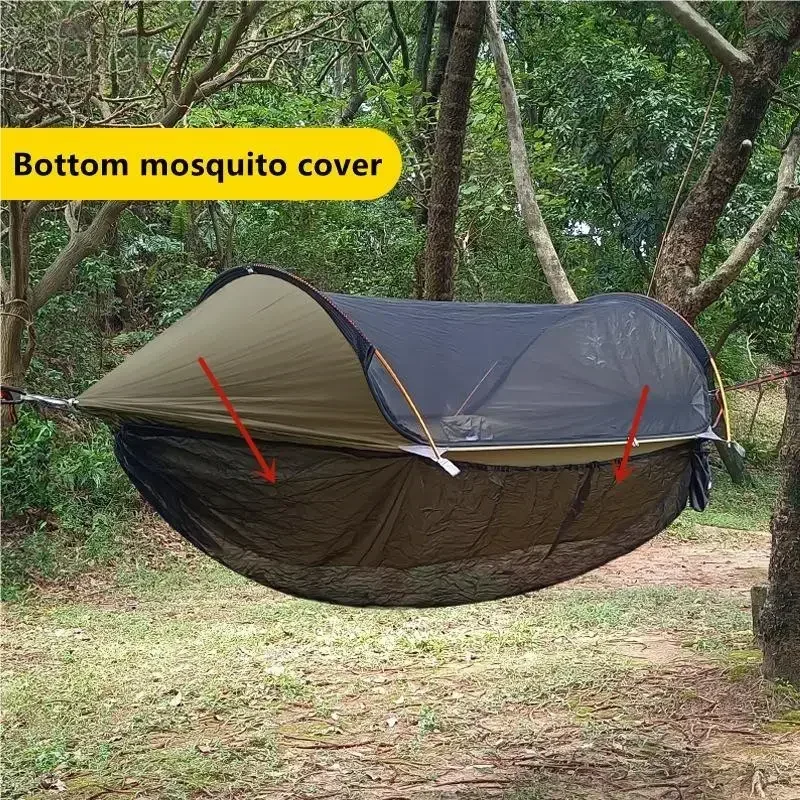 Funda antimosquitos con parte inferior para hamaca de viaje, Camping, mosquitera de apertura rápida, hamaca para exteriores, mosquitera desmontable