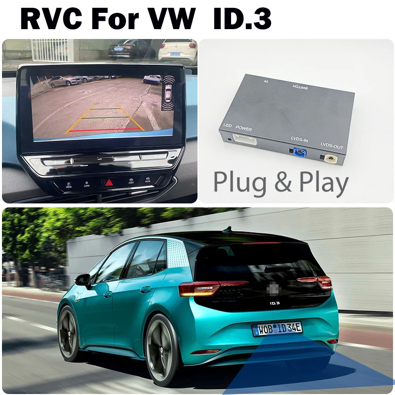 Rear View Camera for VW ID3 id.3 OEM Screen 2020 2021 2022 2023 2024 2025 with Original Dynamic Trajectory Plug & Play