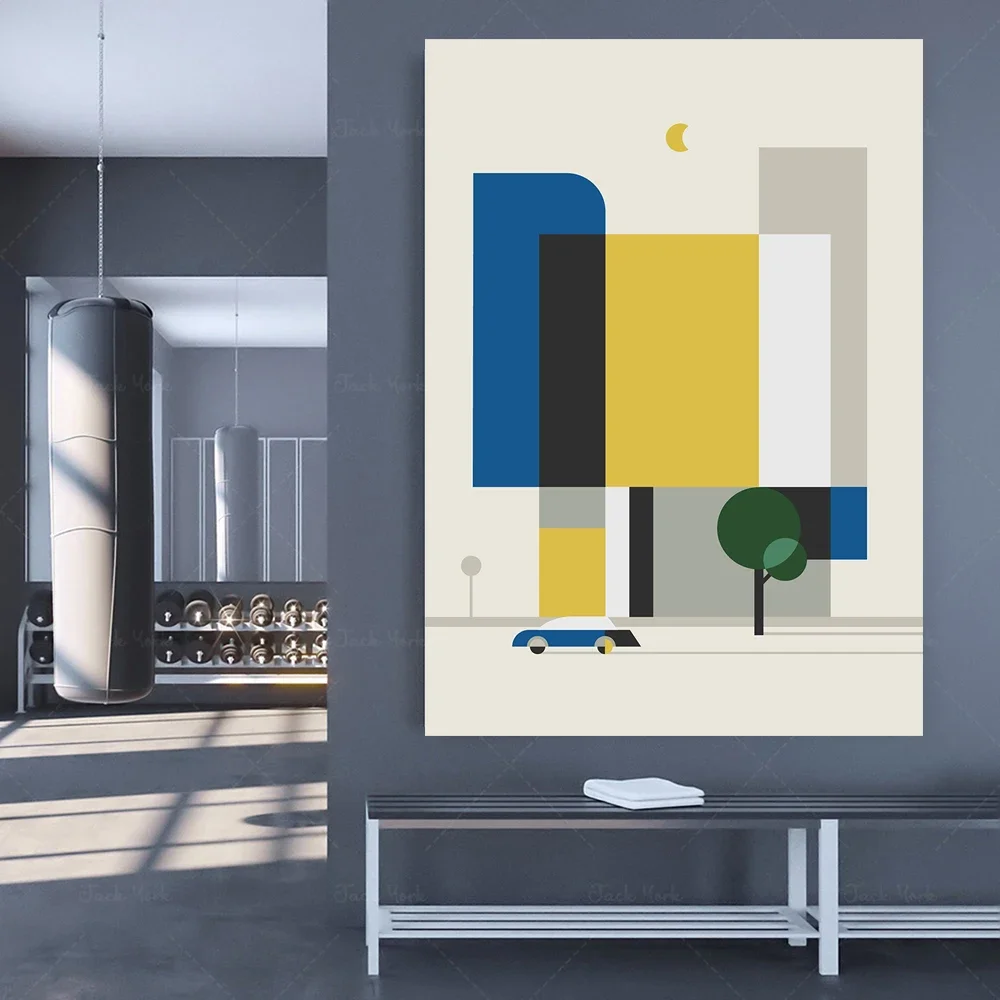 Bauhaus-Illustration Bauhaus-Poster, Wandkunst, herunterladbarer Druck, digitale Drucke, Farbblock-Poster für Living Home Decor
