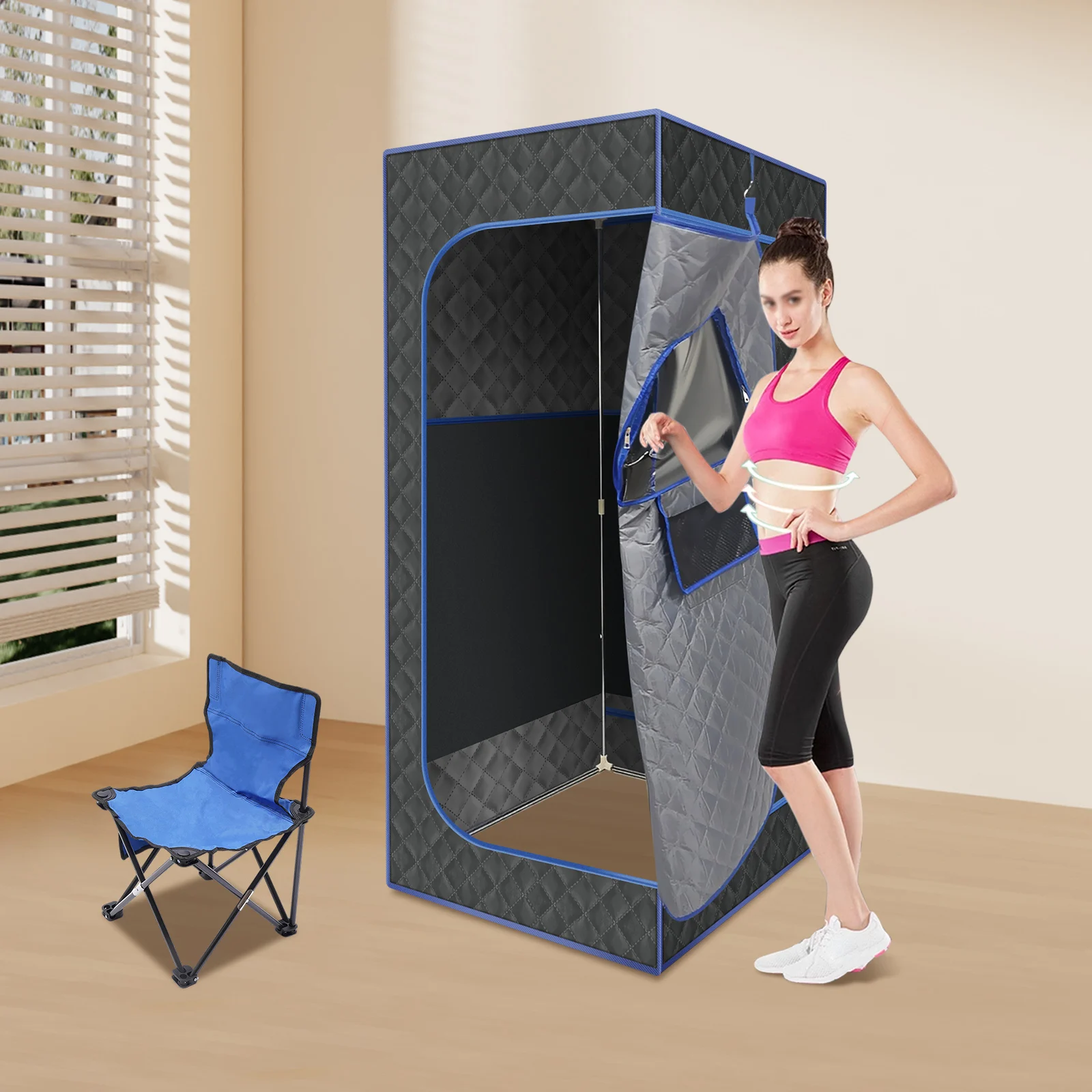 

Lightweight Portable Personal Steam Sauna Spa set tent 180*80*80cm+4 heating pads+65cm folding chair