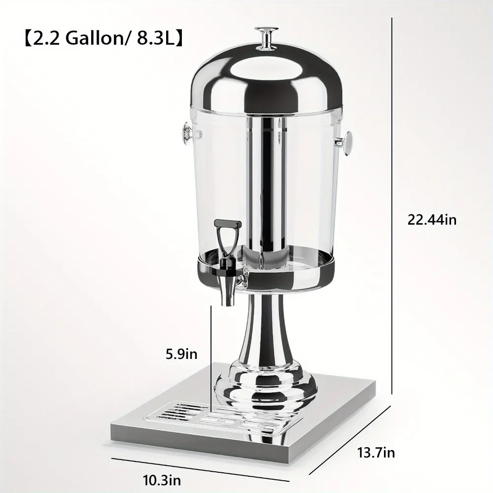 

4.4 Gallon/ 16.6L Beverage Dispenser, Drink Dispenser Water Juice Dispenser Stainless Steel with Ice Container, Stand and Spigot, Hot & Cold Drinks for Party Catering Buffet Restaurant