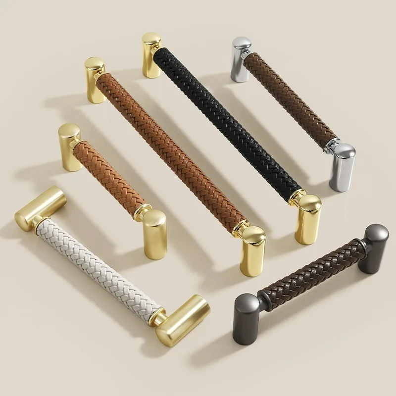 Cabinet Door Handle Leather Solid Zinc Alloy Cabinet Clothing Shoe Cabinet Drawer Handle Hardware Accessories