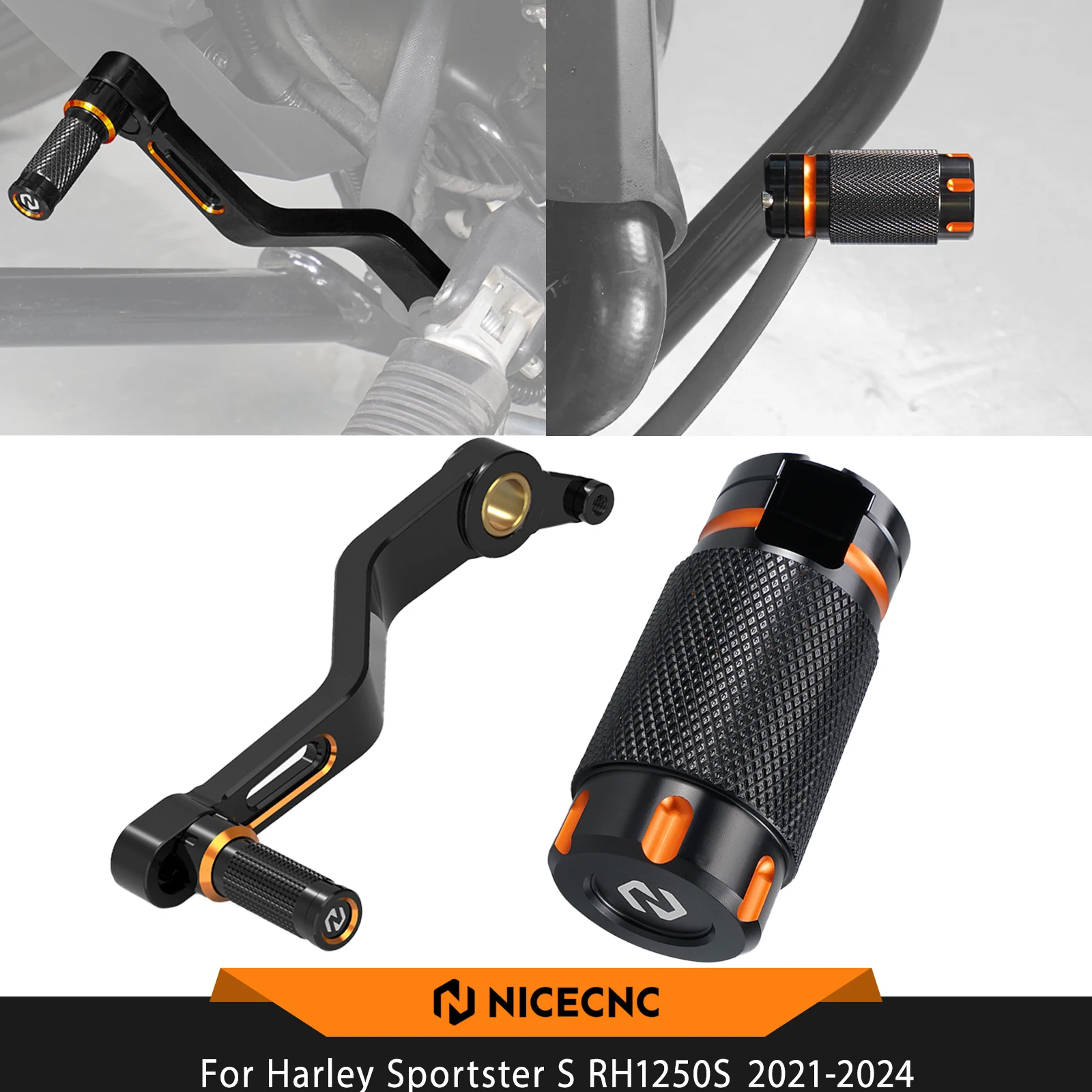 

NICECNC For Harley Sportster S RH1250S 2021-2024 Gear Shift Lever Rear Brake Pedal Pad Sportster S RH 1250S RH1250 S 2024 2023