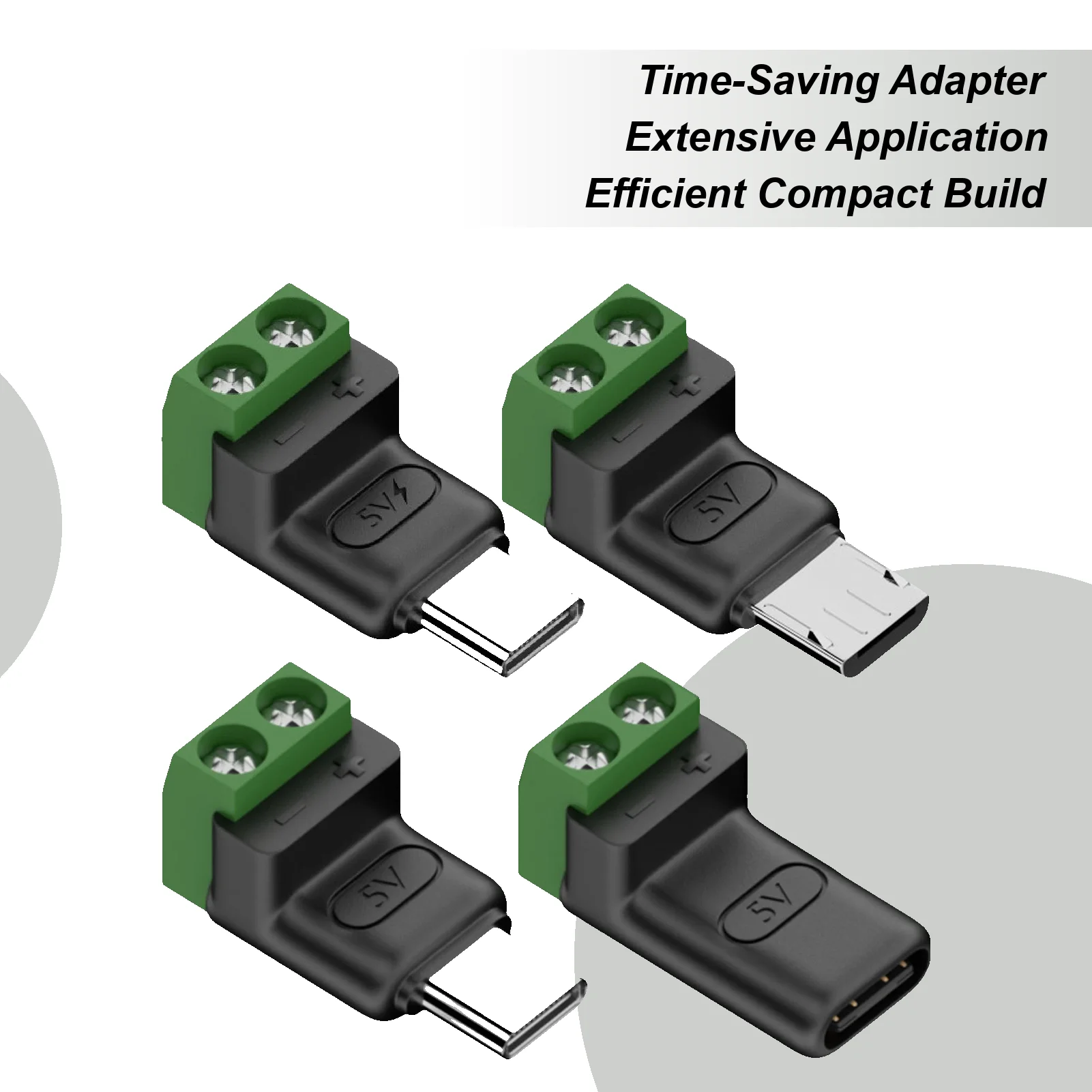 Type C 2Pin USB C Adapter Male 2 Pin No Solder Electrical Equipment USB to 2 Pin Screw Terminal Adapter for Phone Computer