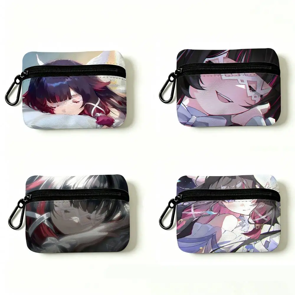 Popular C-Columbia G-Genshin I-Impact Compact Oxford Cloth Coin Purse Detachable Carabiner Hook Portable Key Card Pouch