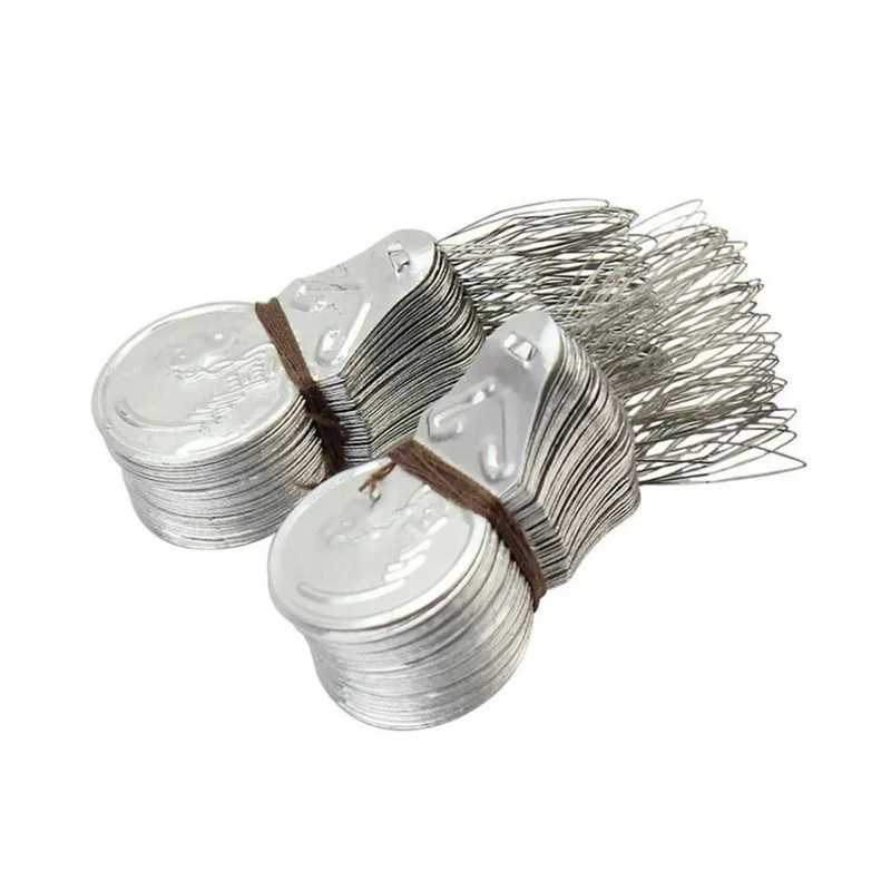 Enhebrador de láminas de aluminio, accesorios de costura de aguja de perforación, fácil de usar, ligero y duradero, hilo rápido, 100 piezas