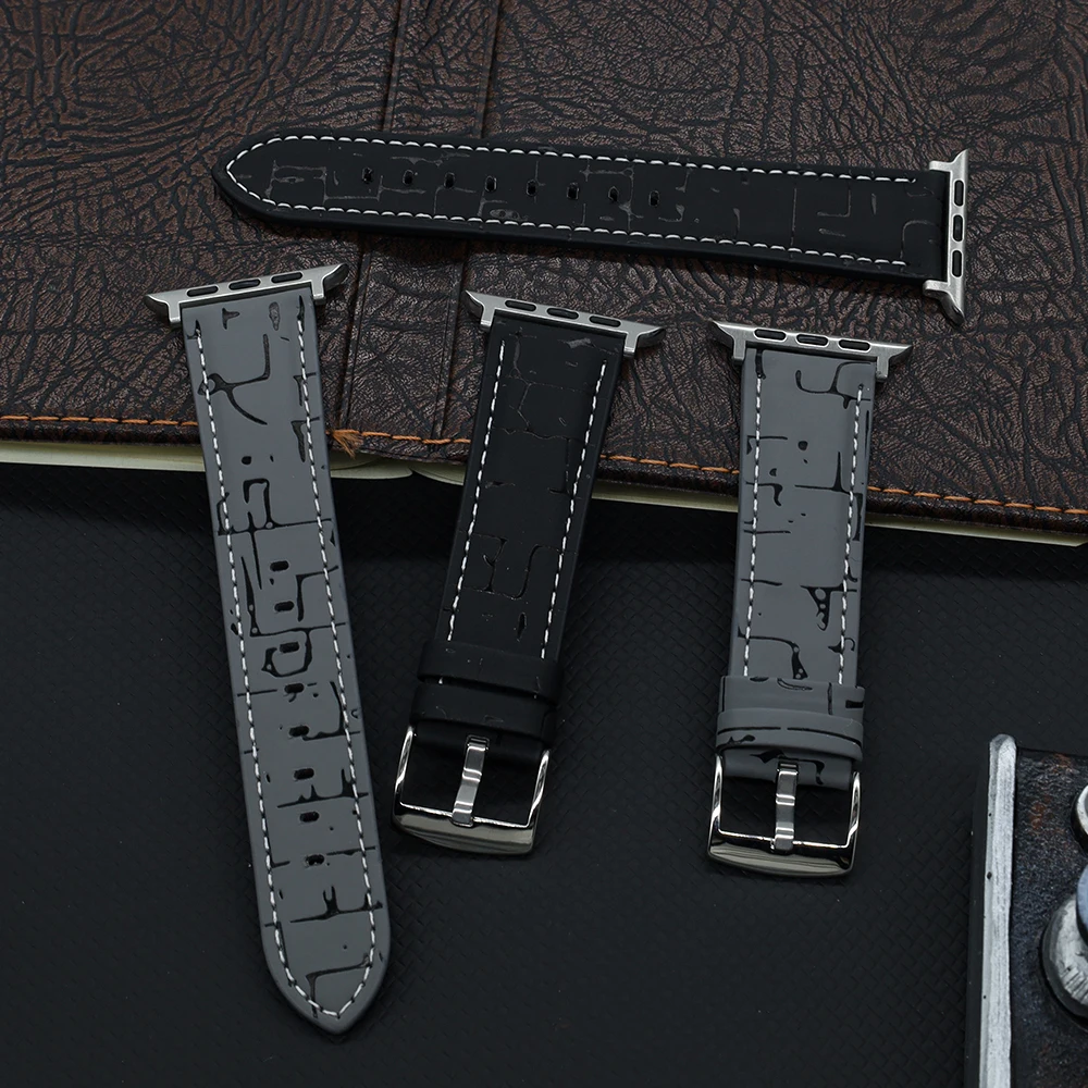 Elegantes bandas de cuero PU para Apple Watch 40mm 41 42mm 44mm 45mm 46 49mm correa sintética informal para iwatch Series 10/9/8/7/6/5/4/se/3