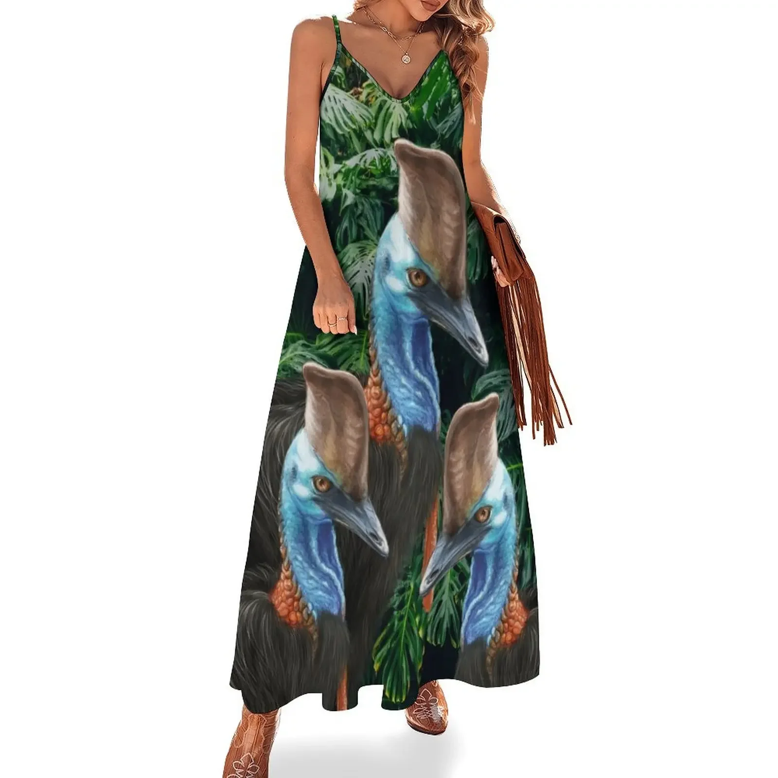 Jungle Cassowary - by Nadya Neklioudova Sleeveless Dress elegant dresses for women Dress women summer women's dress 2024