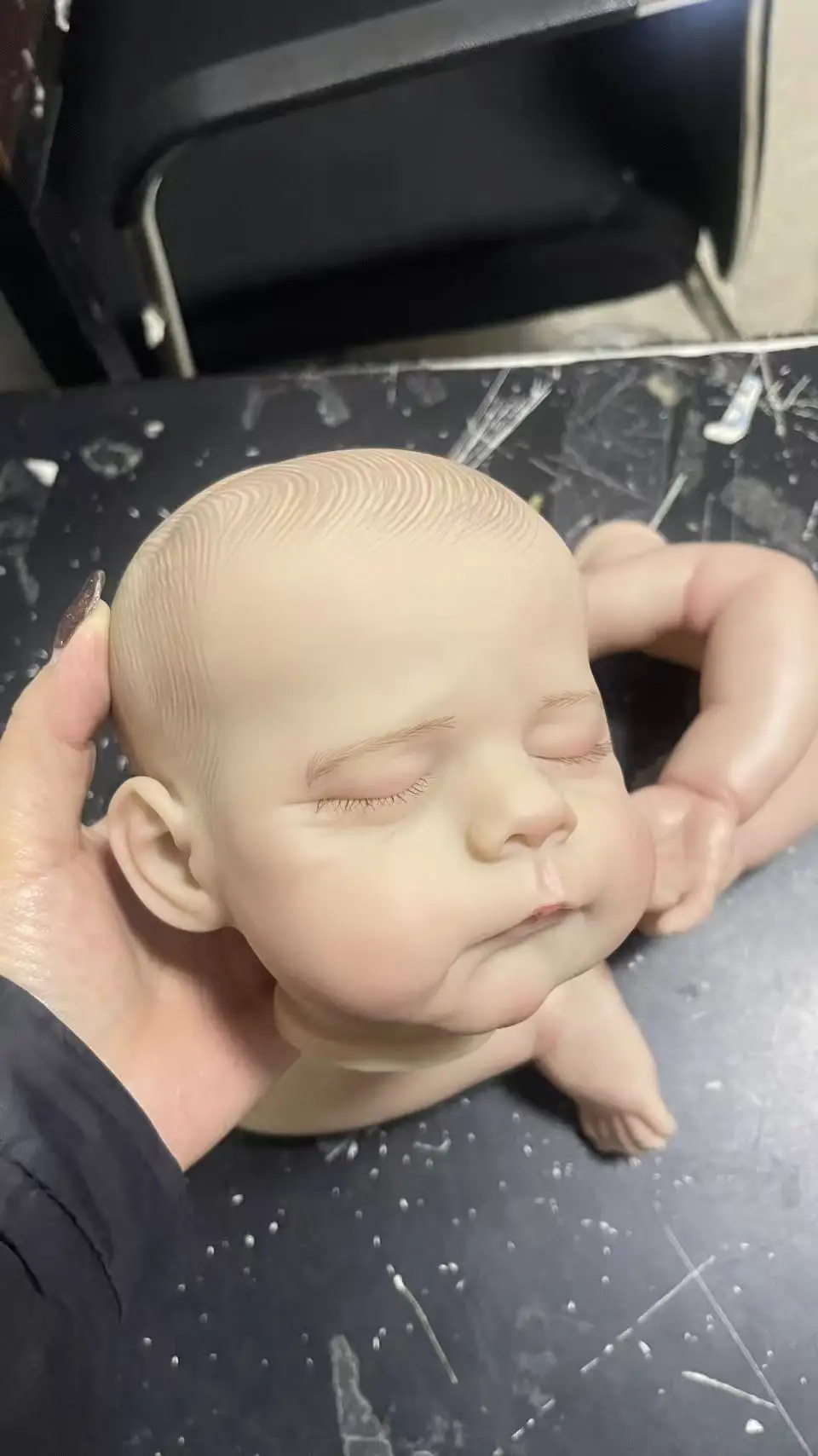 NPK-Muñeca sin terminar de 18 pulgadas, piezas de bricolaje con pelo rizado, Kit de muñeco realista, bebé ya pintado